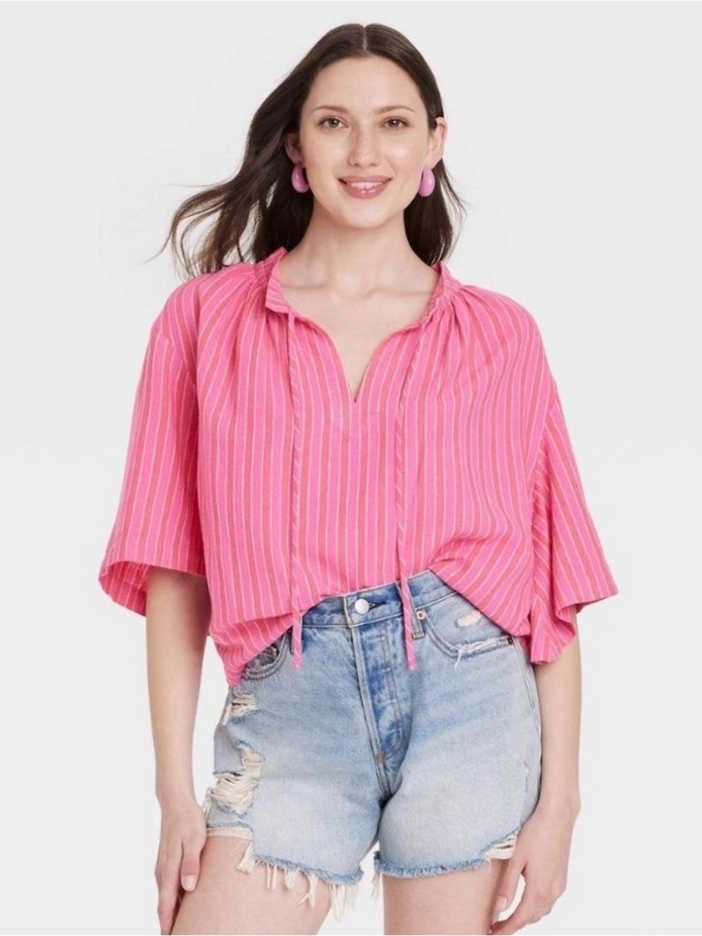 Universal Thread Women's Pink Striped Blouse